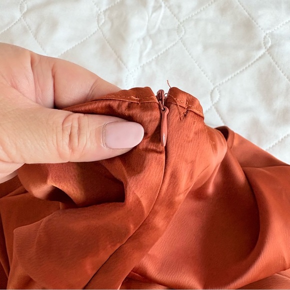 Missguided Orange Satin Midi Dress - Picture 9 of 14